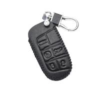 OTMIK Leather Car Smart Key Protector Cover Key Bag Keychain for Jeep Grand Cherokee Renegade Dodge Challenger Dart Durango Journey Chrysler 200 300 Key Shell Accessories (5 Buttons-Black Line)