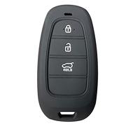 OTMIK Silicone Car Key Cover Case Compatible with Hyundai Santa Fe Tucson NEXO NX4 Atos Remote Smart Car Accessories (Black 3 Buttons)