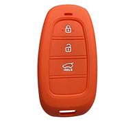 OTMIK Silicone Car Key Cover Case Compatible with Hyundai Santa Fe Tucson NEXO NX4 Atos Remote Smart Car Accessories (Red 3 Buttons)