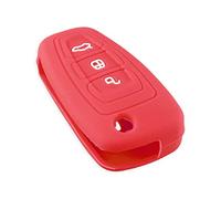 OTMIK Silicone Car Key Cover Case fit for Ford Ranger C-Max S-Max Focus Galaxy Mondeo Transit Tourneo Custom Key Shell Accessories (Red)