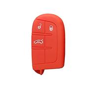 OTMIK Silicone Car Key Cover Case fit for Jeep Grand Cherokee Renegade Compass Commander Dodge Journey Challenger Charger Chrysler 300C Key Shell Accessories (Red)
