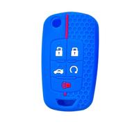 OTMIK Silicone Car Key Cover Case Suitable for Chevrolet Cruze Equinox Camaro Sonic 5 Buttons Accessories Key Protectors，Blue