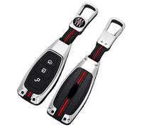 通用 OTMIK Zinc Alloy Car Key Cover Case Compatible with Ford Focus Mk2 Mk3 Kuga Edge Ranger Mondeo Smart Shell Protector 3 Buttons (Silver Color B)