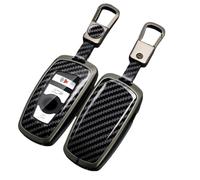 OTMIK Zinc Alloy Carbon Fiber Car Key Cover Cases Compatible with bmw 3 4 5 Series 320i 530i 550i F20 F21 F30 F31 F25 F01 F02 Keychain Accessories (Black)