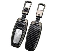 OTMIK Zinc Alloy Carbon Fiber Car Key Cover Cases fit for Audi A6L A7 A8 A8L E-tron Q8 C8 Keychain Accessories (Black)