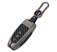 OTMIK Zinc Alloy Carbon Fiber Silicone Car Key Cover Cases fit for Ford 3 4 Button Keychain Accessories Fluorescent Buttons (3Buttons Matte)