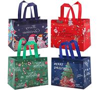 OTMVicor 4pcs Christmas Tote Bags, Non-woven Fabric Gift Bags with Handle for Christmas Party