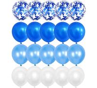 OTMVicor Blue Balloons, 20pcs Light Blue, White, Dark Blue & Confetti, 12 inch, Mixed Color, Unisex, Children & Adult, Balloons, Blue Theme, Wide Application, Customer Service
