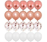 OTMVicor Metallic Rose Gold Balloons - 20pcs Rose Gold & White, 12in Confetti for Party