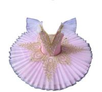 OTMYIGO Children's Ballet Professional Tutu Kids Swan Lake Pancake Girl Ballerina Dance Competition Outfit,Pink,170