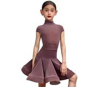 OTMYIGO Children's Latin Dance Dress Sleeveless Ballroom Rumba Samba Dress Skirts Dancewear Girls Kids 3-13 Years,Purple,180