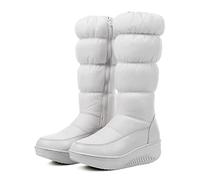 OTMYIGO Down Warm Plush High Snow Boots Women 2022 Winter Shoes Platform Women's Over-The-Knee Boots Female Fashion Fur Water-Proof Platform Winter Boots,White,6 UK