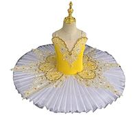 OTMYIGO Girl's tutu,Swan Lake Tutu Swan Lake Pancake Tutu Ballerina Party Dance Costumes Ballet Dress,Yellow,110