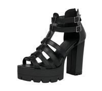 OTMYIGO High Heels Summer Shoes for Women Gladiator Platform Sandals Peep Toe Evening Party Pumps,Black,46