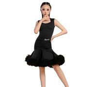 OTMYIGO Kids Girls Latin Dance Dress Two-Piece Ballroom Competition Skirt Samba Tango Children Dancewear Performance Ballroom Dancing Costum,Black,170