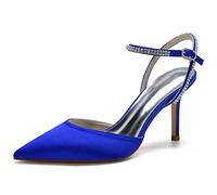 OTMYIGO Pumps Shoes for Women, Wedding Shoes for Girls, Bridal Bridesmaid Shoes Slip-on Women's Mid Heel Court Shoes Heeled Sandals Wide Fit with Arch Support Party dress shoes,royal blue,6 UK