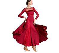 OTMYIGO Women Modern Waltz Tango Dancing Clothes Modern Dance Dress National Standard Dress Ballroom Dance CompetitionBallroom Dance Dresses,Red,XL
