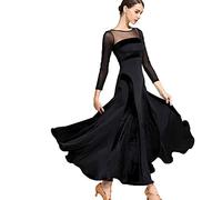 OTMYIGO Women Modern Waltz Tango Dancing Clothes Modern Dance Dress National Standard Dress Ballroom Dance CompetitionBallroom Dance Dresses,Black,S