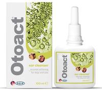 ICF | Otoact | Cat And Dog Ear Cleaner | Dog Ear Drops To Stop Wax Build Up, Head Shaking, Discomfort, Ear Odour & Scratching | Cat And Dog Ear Cleaning Solution | Dropper Bottle 100ml
