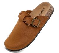 Otoepazm Unisex Clogs Mules with Cork Leather Slippers Garden Shoes with Premium Footbed, brown, 10.5 UK