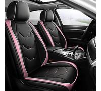 otoez Car Seat Covers Full Set, 5 Seat Pink Leather Seat Cover for Car, Waterproof Automotive Front and Back Seat Protectors for Most Sedens Trucks SUVs, Black & Pink