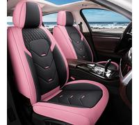 otoez Car Seat Covers Full Set, Universal Nappa Leather Seat Cover 5 Seat Waterproof & Breathable Automotive Seat Cushion Protector for Cars Seden Truck SUV Vans, Pink