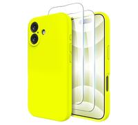 OTOFLY Compatible with iPhone 16 Plus Case with 2 Pack Screen Protectors, Compatible with MagSafe,Shockproof Military-Grade Protection, Magnetic Silicone 16 Plus Case, Fluorescent Yellow