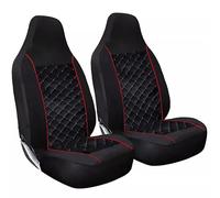 OTOKEA Front Seat Covers Fits VOLKSWAGEN TRANSPORTER T3 - Set of 2, Luxury Quilted Design, Black With Red Piping, Sporty Look, Airbag Friendly