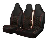 OTOKEA Semi Tailored For MAXUS DELIVER 7 - Front Seat Cover, Quilted Black With Red Quilted Design, Waterproof Durable Material, Airbag Friendly - Single & Double Seat Covers