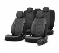 otoM Universal Linen/Leather/Fabric Seat cover set 'Throne' Black/Grey - 11-pieces - compatible with Side-Airbags