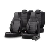 otoM Universal Leather/Fabric 'CityBug' Seat cover set 'Comfortline' Black/Grey - 9-pieces - compatible with Side-Airbags