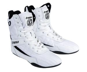 Otomix Men’s High Top Flat Bottom Sole Professional Olympic Boxing Shoes, for Weightlifting, Bodybuilding, Deadlift Powerlifting, Wrestling Gym & Sports Training Boots White