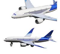 OTONOPI Airplane Toys Bump and Go Airlines Die Cast Metal Model Plane Toy with Lights and Sounds for Kids Blue
