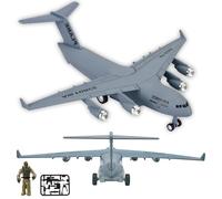 OTONOPI Diecast Plane Model Airplane with Army Man Pull Back and Let Go Model C17 Alloy Transportation Aircraft Military Air Force with Lights and Sounds Toy Gift for Boys and Girls Age 3+