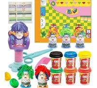 OTONOPI Dough Play Haircut Play Colour Dough Hair Salon Modeling Dough Crazy Cuts Stylist Barber Shop Pretend Play Toy Set with Wheat Doughs and Tools for Kids