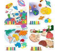 OTONOPI Dough Play Set 53pcs Color Dough 4 in 1 Planet Maker Exploring The Universe Map of The World Dnisaur Fossils Dough Tools Kit Modeling Dough Playset with 20 of Colours Dough for Kids
