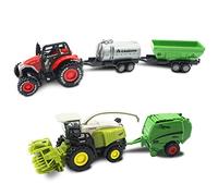 OTONOPI Farm Tractor Die Cast Metal Farm Machinery Toys with Tractor and Combine Harvesters Farm Truck with Trailers Inertia Power Farming Toys Vehicles Set for Kids