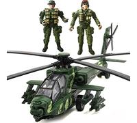 OTONOPI Military Helicopter Pull Back Army Airplane Toys with Lights and Sounds Diecast Air Force Model Plane for Kids, Bonus with 2 of Army Men Action Figures