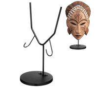 Otoolling 1 Pcs Mask Display Stand U Style Metal African Tribal Mask Holder Tall Adjustable with Detachable Base for Sculptures Artifact Egyptian Roman Greek Pre Columbian (10" Height,Black)