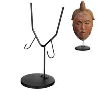 Otoolling 1 Pcs Mask Display Stand U Style Metal African Tribal Mask Holder Tall Adjustable with Detachable Base for Sculptures Artifacts Egyptian Roman Greek Pre Columbian Collectible (16 Inch Height