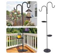 Otoolling 1 Set 75.9" Shepherd's Hook Stand for Hanging Plant, Bird Feeder, Waterproof Metal & Adjustable Standing Pole Holder for Indoor Outdoor, with 2 Rotatable Rack & Weight Bag (Classic 2-hooked)
