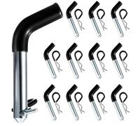 Otoolling 12 Pack Trailer Hitch Pin & Clip 1/2 Inch Diameter with Galvanized-Coated Vinyl Black Grip Solid Steel Trailer Accessories Fits 1-1/4" Receiver