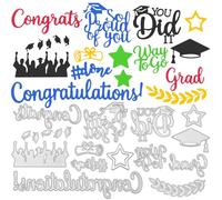 Otoolling 12 Pcs Graduation Metal Die Cuts for Card Making Congrats Grad Cap Embossing Stencils for Decoupage Gift Birthday DIY Scrapbooking Photo Album Craft Graduation Party Decorations