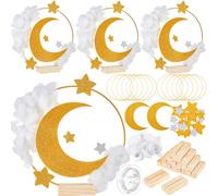 Otoolling 12 Sets Twinkle Twinkle Little Star Table Centerpieces DIY Moon and Stars Baby Shower Decorations Light Star Cloud Decor for Cute Star Table Toppers Birthday Party Crafts DIY