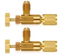 Otoolling 2 Pcs 1/4" Core Depressor Valve Large Thumb Screw Core Depressor Tool HVAC Brass Flow Control Valve for Refrigerant Low Loss Fittings, Yellow