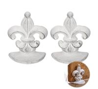 Otoolling 2 Pcs Antique White Fleur De Lis Cast Iron Door Stop Vintage Rustic Decorative Door Stop Heavy Duty Floor Doorstopper for Office Home Bedroom