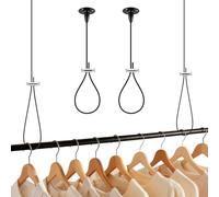 Otoolling 2 Pcs Ceiling Support for Closet Rod Adjustable 60″ Stainless Steel Ceiling Support Bracket Heavy Duty Curtain Rod Holder for Curved L-shaped & Straight Clothes Rail Closet Bracket Assembly