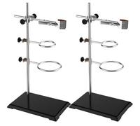 Otoolling 2 Set Chemistry Laboratory Stands Support Set, Steel Lab Stand with Cast Iron Base Lab Stand Rod 16" with Burette Clamp Flask Ring Clamps for Teachers Experimental Equipment Tools