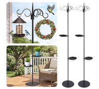 Otoolling 2 Sets 75.9" Shepherd's Hook Stand for Hanging Plant, Bird Feeder, Waterproof Metal & Adjustable Standing Pole Holder for Indoor Outdoor, with 2 Rotatable Rack & Weight Bag (3-Hooked)