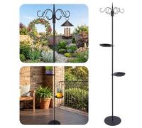 Otoolling 2 Sets 75.9" Shepherd's Hook Stand for Hanging Plant, Bird Feeder, Waterproof Metal & Adjustable Standing Pole Holder for Indoor Outdoor, with 2 Rotatable Rack & Weight Bag (4-Hooked)